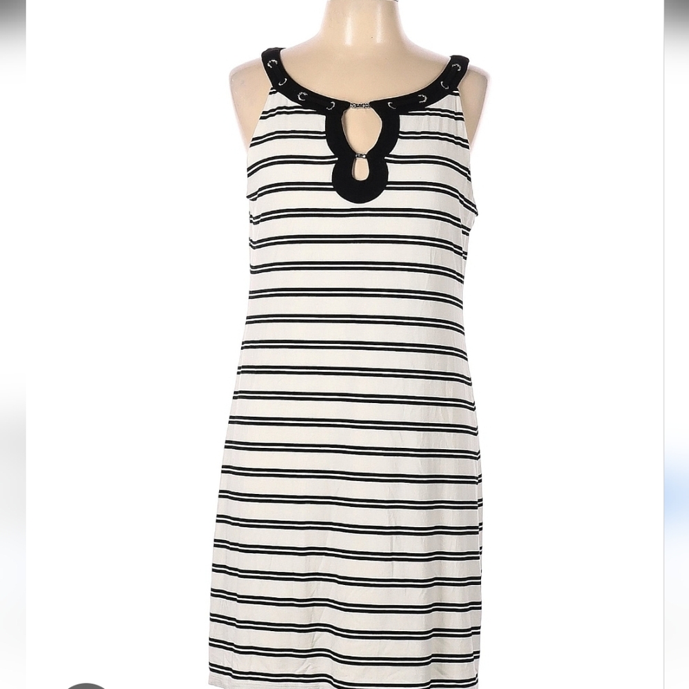 White House Black Market Maxi Women's Dress Size M Black Striped Strappy Lined